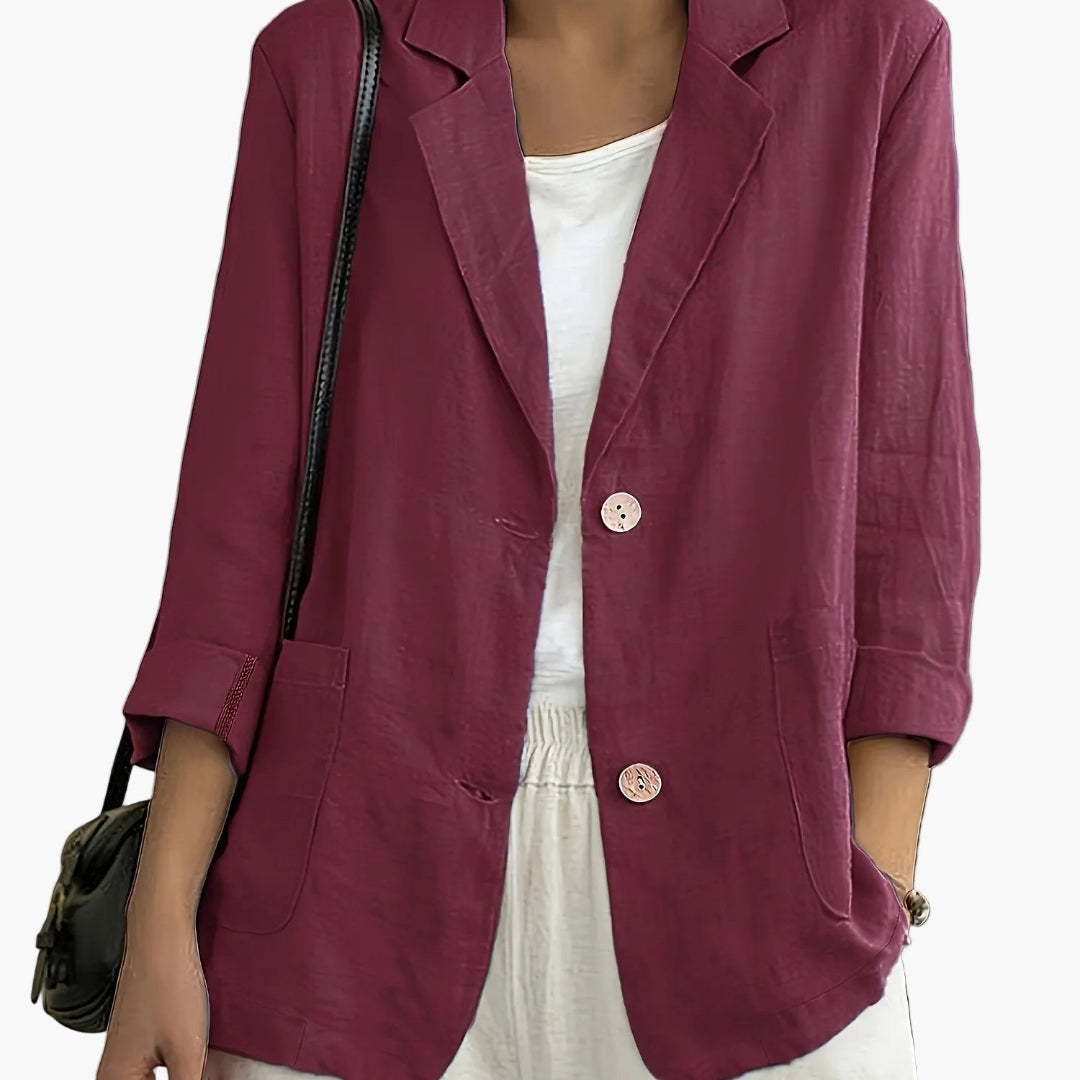 Women's Long Sleeve Blazer - Notch Lapel Single Button