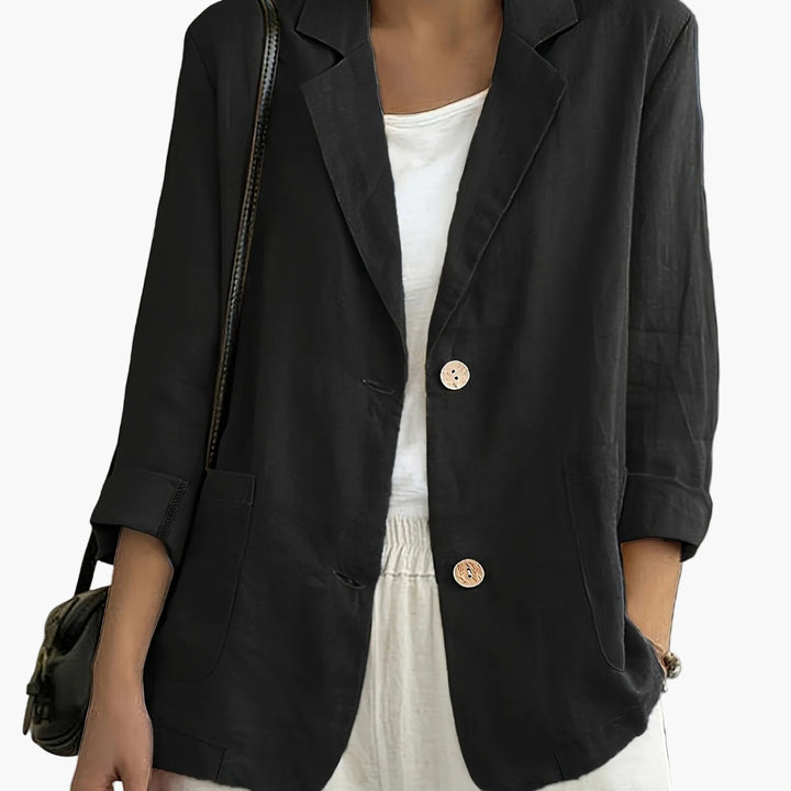 Women's Long Sleeve Blazer - Notch Lapel Single Button
