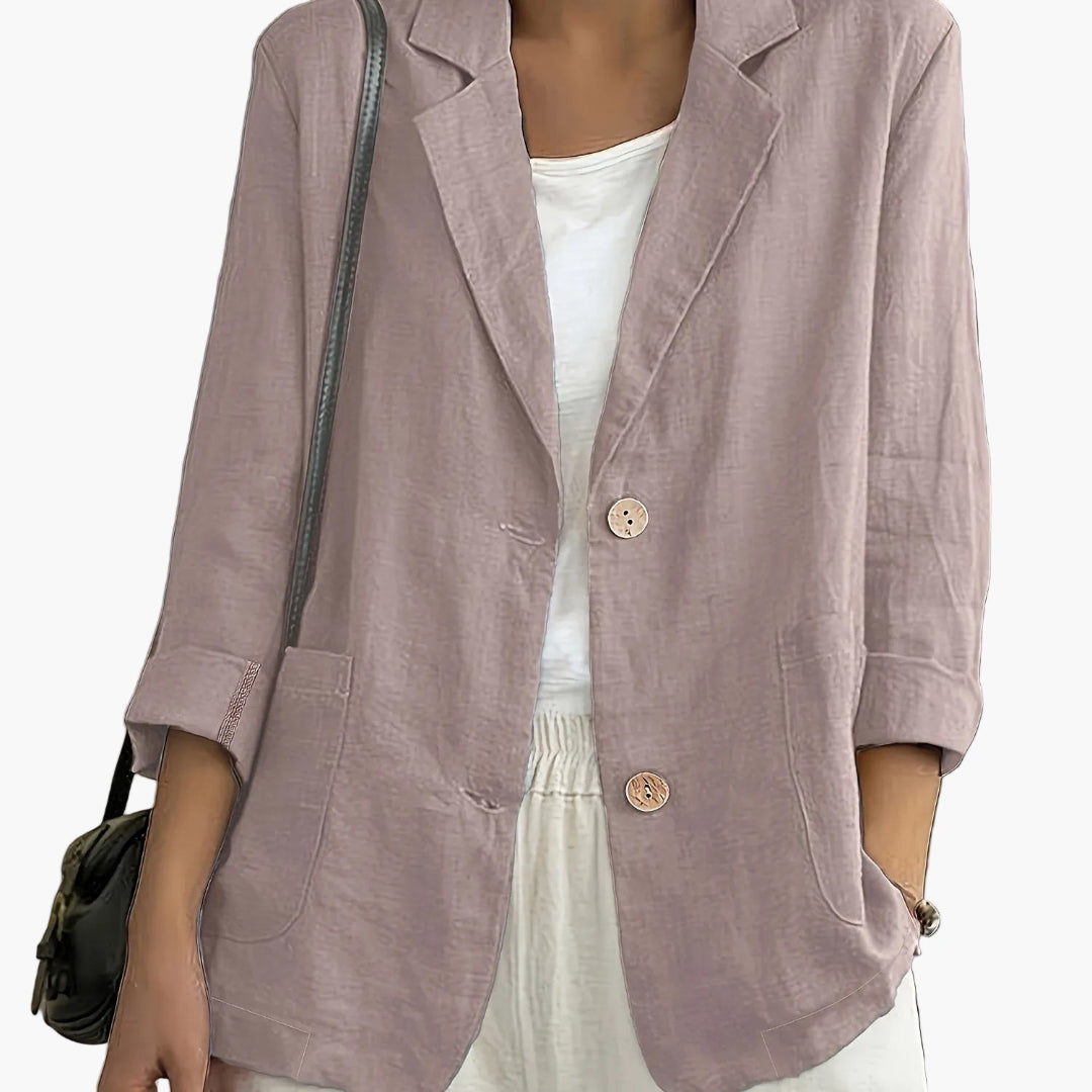 Women's Long Sleeve Blazer - Notch Lapel Single Button