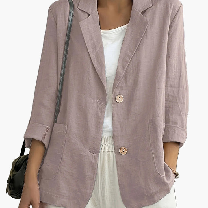 Women's Long Sleeve Blazer - Notch Lapel Single Button
