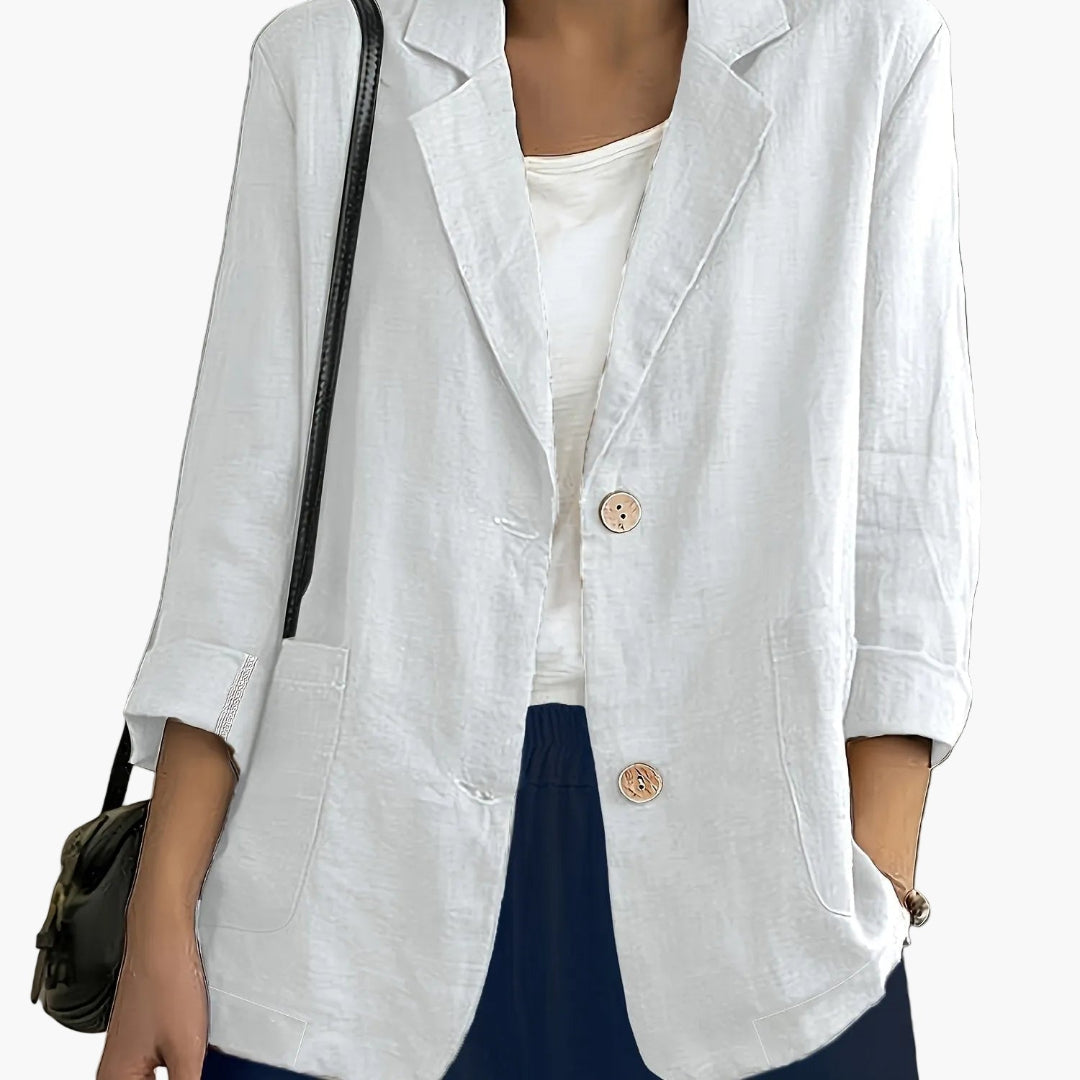 Women's Long Sleeve Blazer - Notch Lapel Single Button