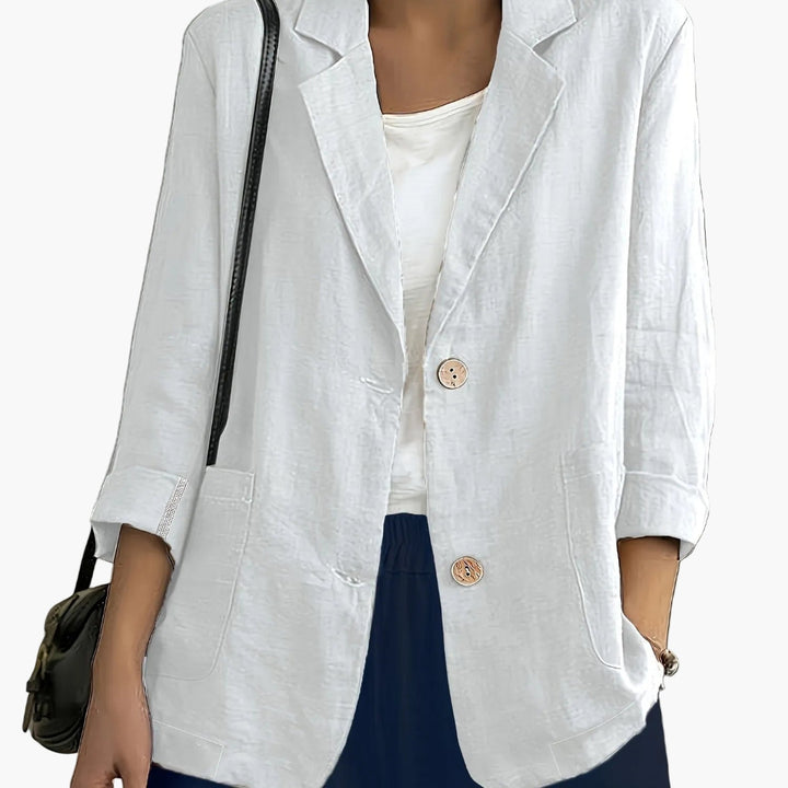 Women's Long Sleeve Blazer - Notch Lapel Single Button
