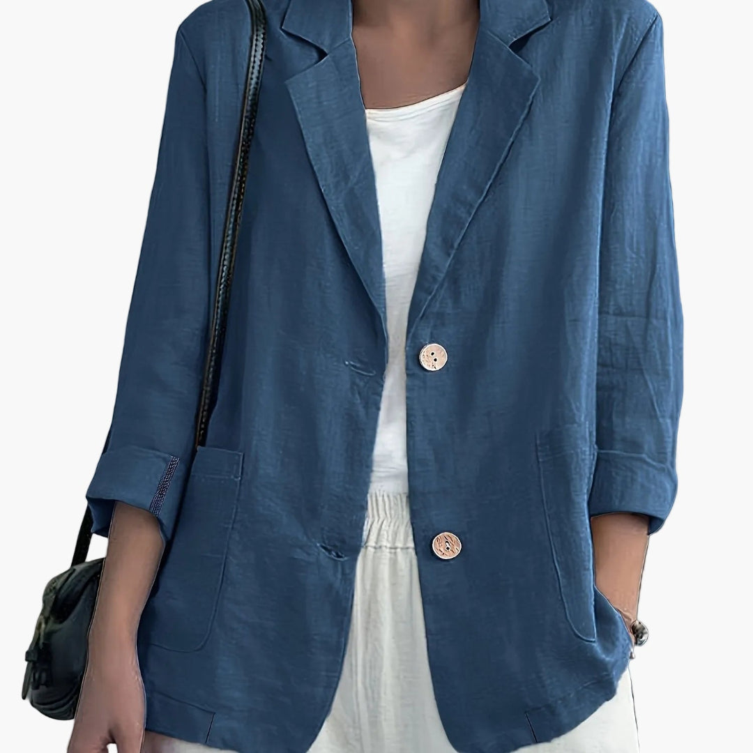 Women's Long Sleeve Blazer - Notch Lapel Single Button