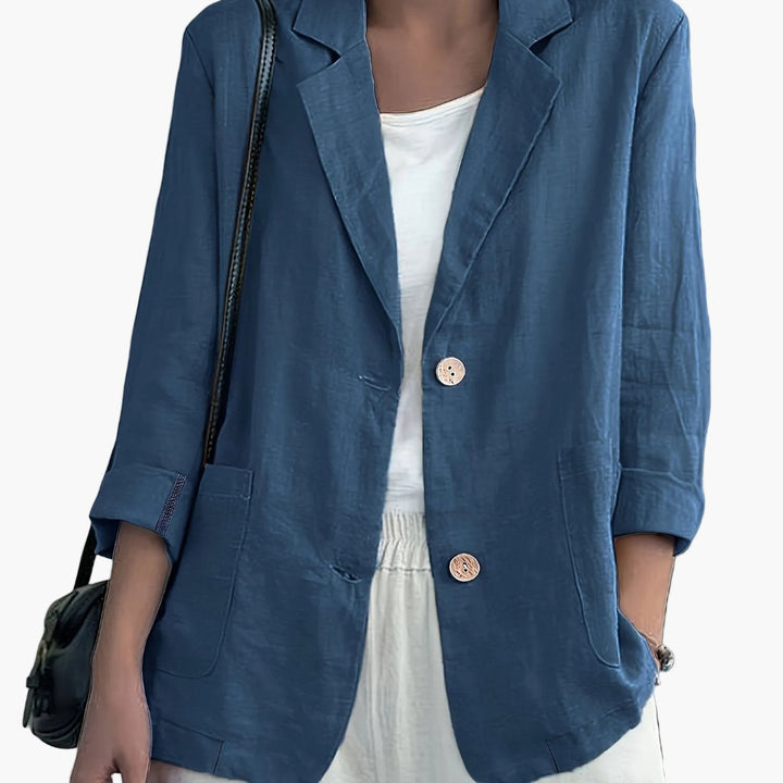 Women's Long Sleeve Blazer - Notch Lapel Single Button