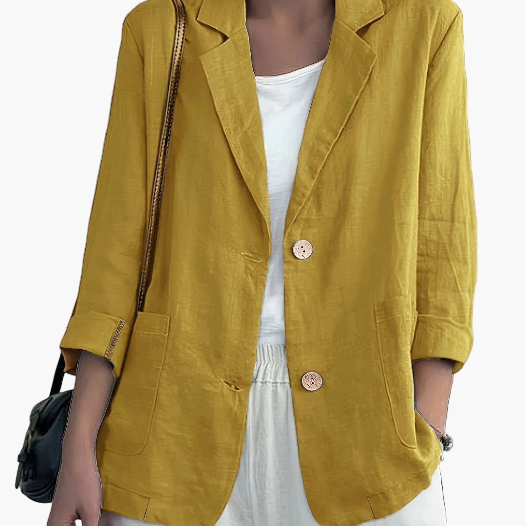 Women's Long Sleeve Blazer - Notch Lapel Single Button