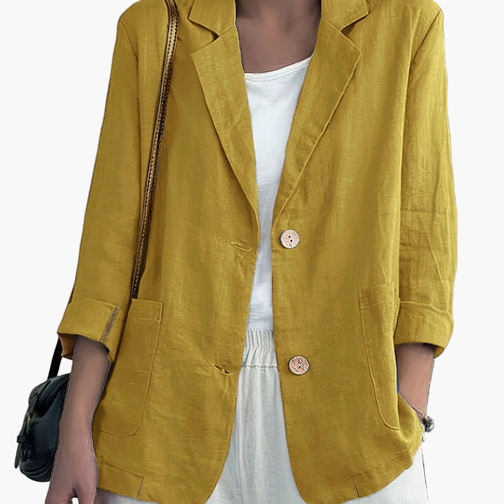 Women's Long Sleeve Blazer - Notch Lapel Single Button