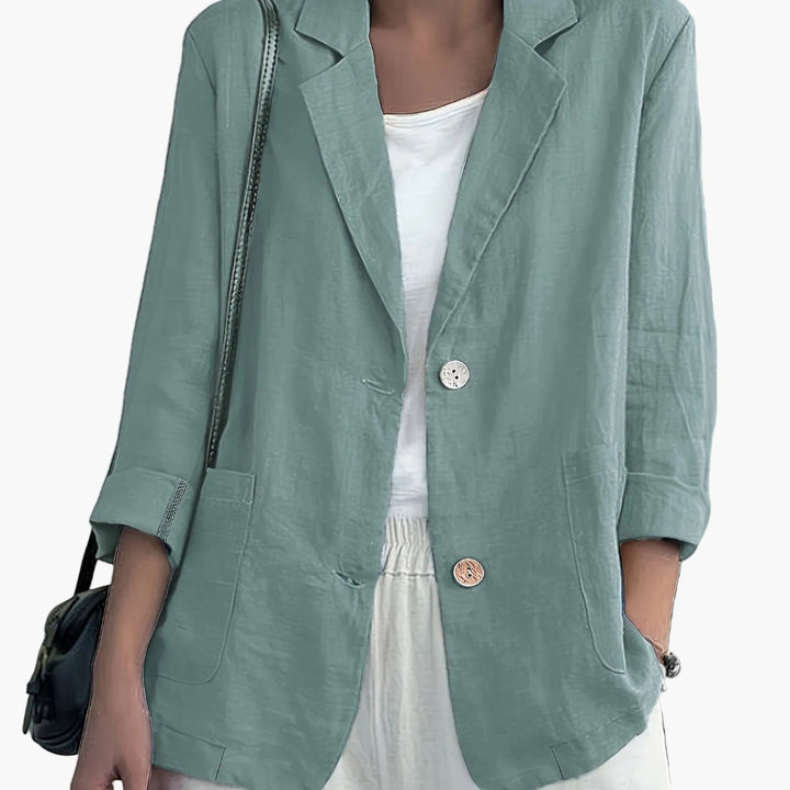 Women's Long Sleeve Blazer - Notch Lapel Single Button