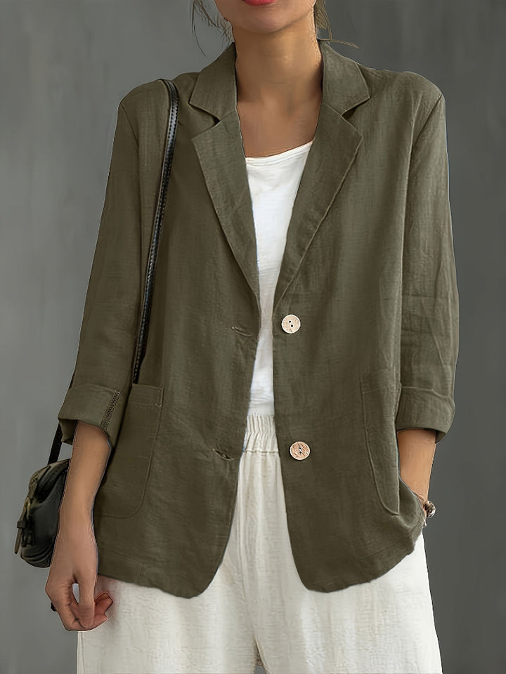 Women's Long Sleeve Blazer - Notch Lapel Single Button