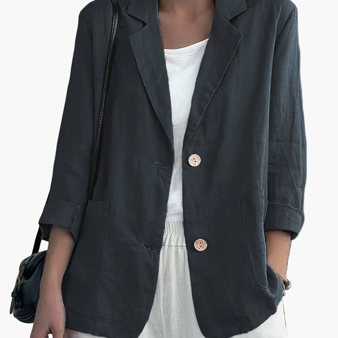 Women's Long Sleeve Blazer - Notch Lapel Single Button