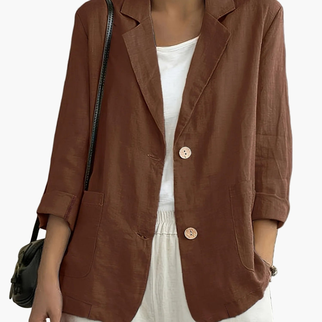 Women's Long Sleeve Blazer - Notch Lapel Single Button