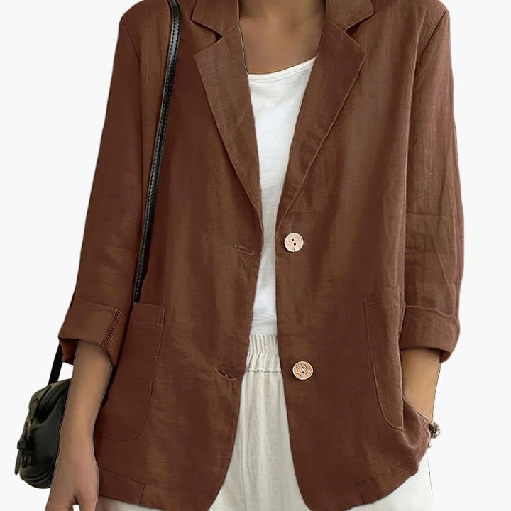 Women's Long Sleeve Blazer - Notch Lapel Single Button