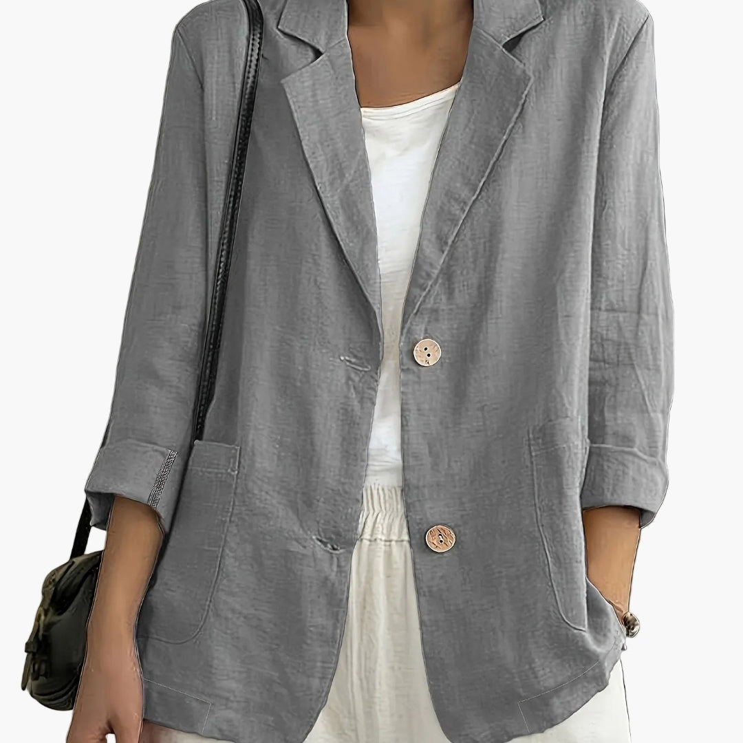 Women's Long Sleeve Blazer - Notch Lapel Single Button