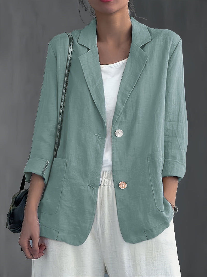 Women's Long Sleeve Blazer - Notch Lapel Single Button