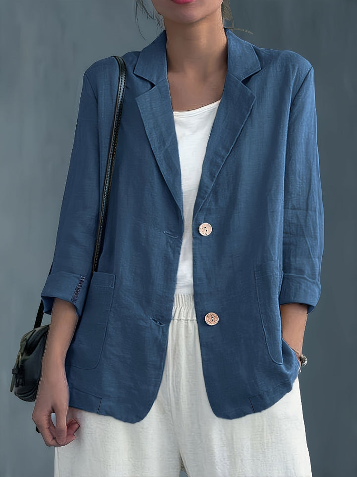 Women's Long Sleeve Blazer - Notch Lapel Single Button