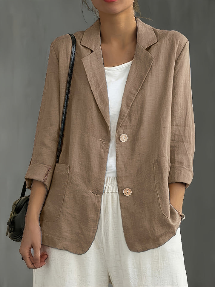 Women's Long Sleeve Blazer - Notch Lapel Single Button