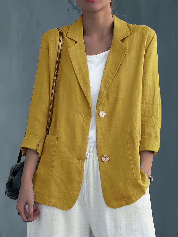 Women's Long Sleeve Blazer - Notch Lapel Single Button