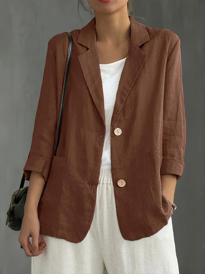 Women's Long Sleeve Blazer - Notch Lapel Single Button