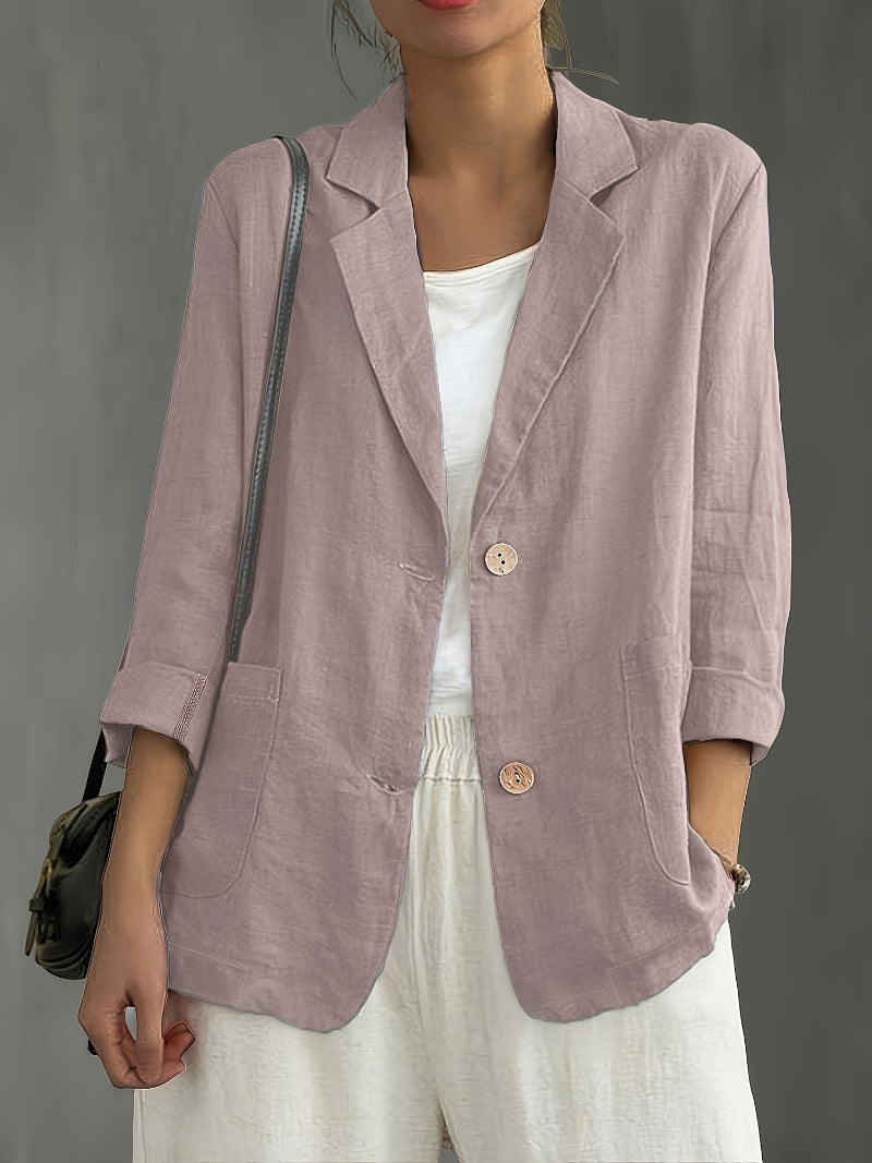 Women's Long Sleeve Blazer - Notch Lapel Single Button