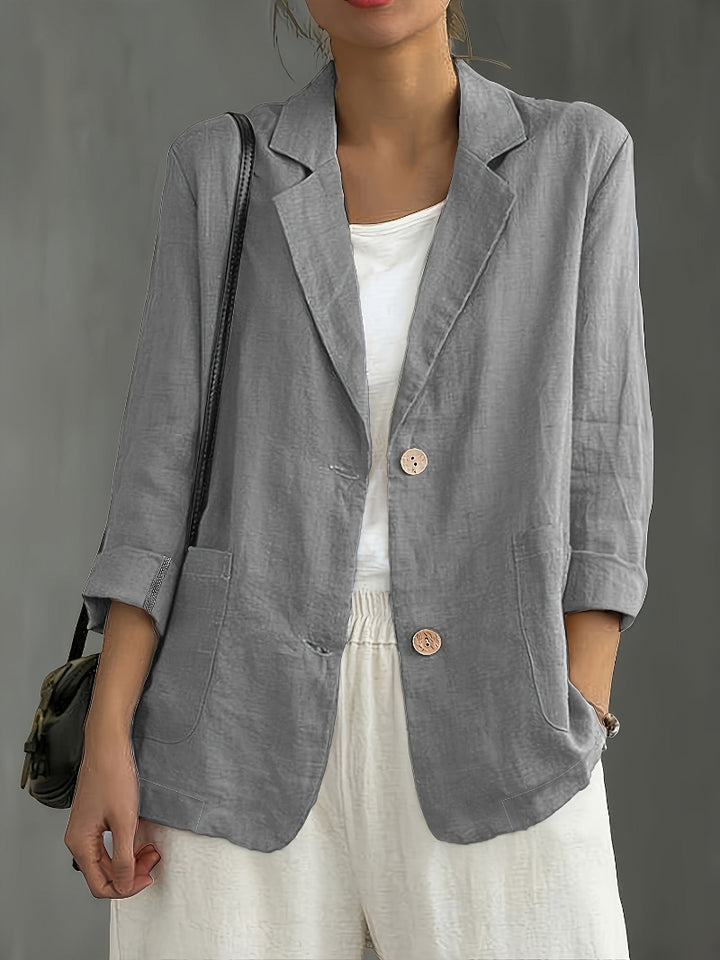 Women's Long Sleeve Blazer - Notch Lapel Single Button