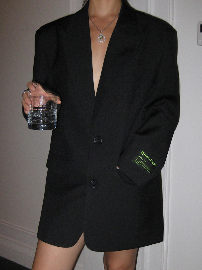 Women's Oversized Blazer - Notch Lapel Two-Button Front