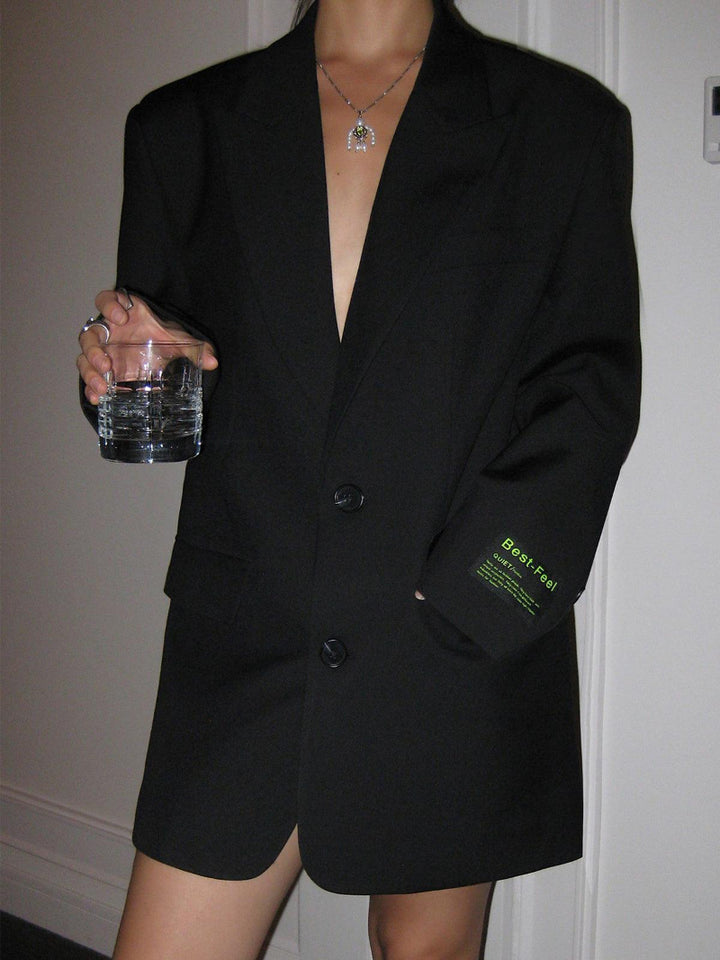 Women's Oversized Blazer - Notch Lapel Two-Button Front
