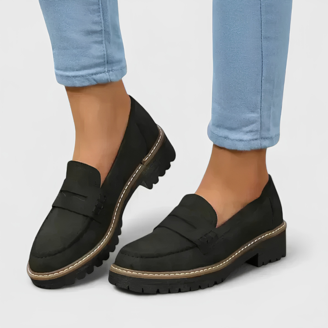 Women's Platform Loafers - Slip-On Penny Loafers