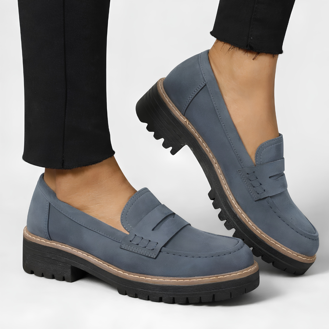 Women's Platform Loafers - Slip-On Penny Loafers