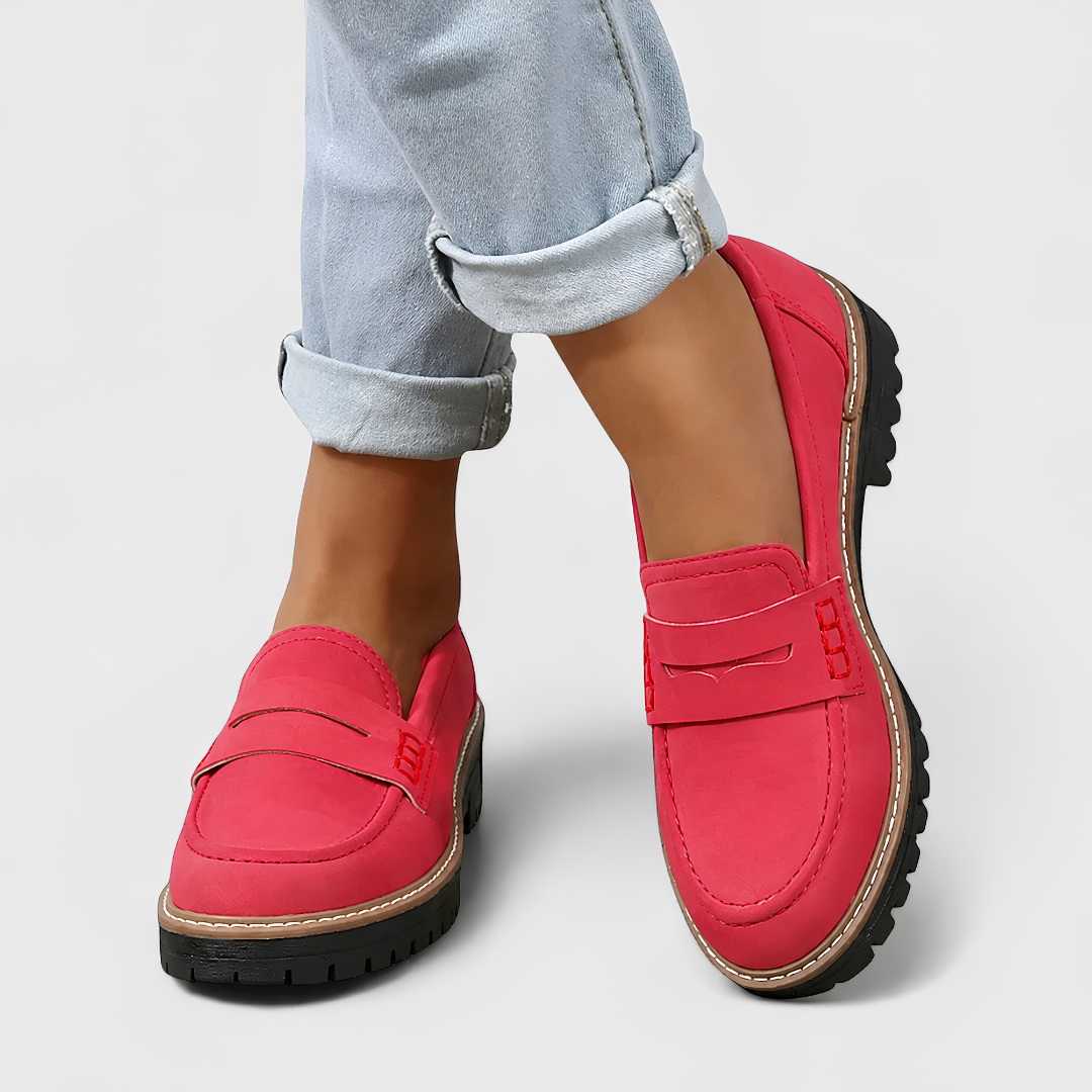 Women's Platform Loafers - Slip-On Penny Loafers