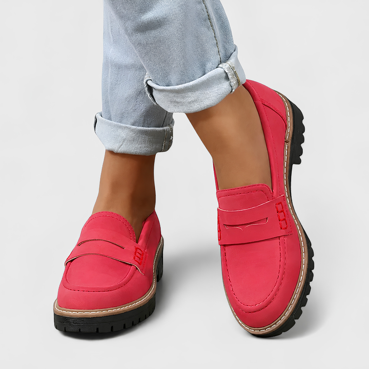 Women's Platform Loafers - Slip-On Penny Loafers