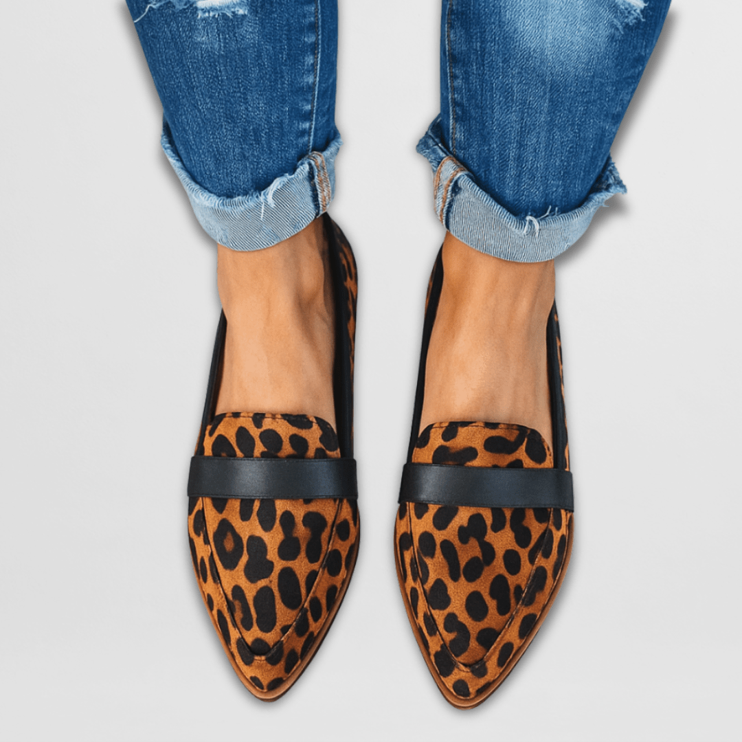 Women's Pointed Toe Suede Loafers - Slip-On Flat Penny Strap