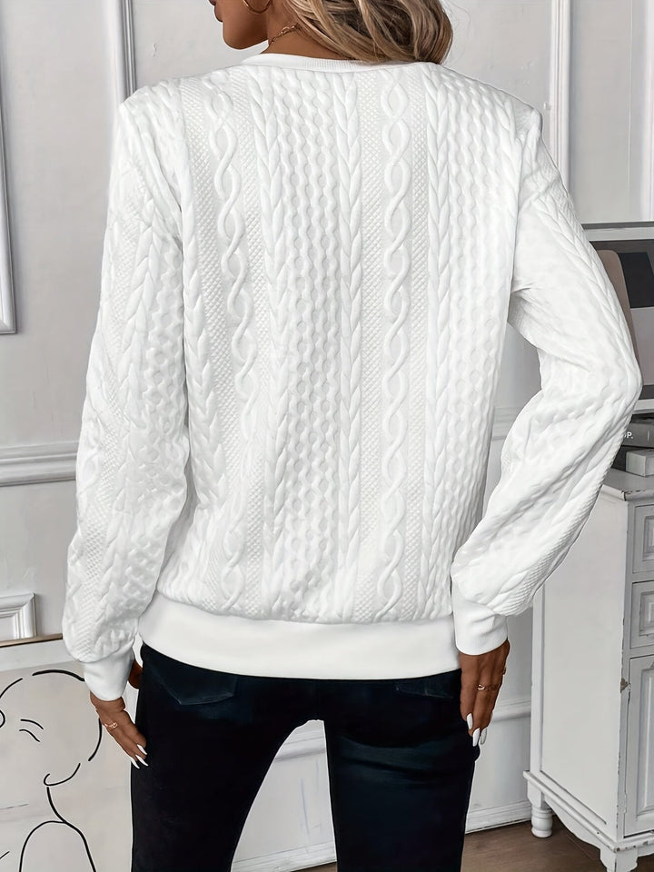 Women's Quarter-Zip Cable Knit Sweater - Relaxed Fit Long Sleeve Pullover