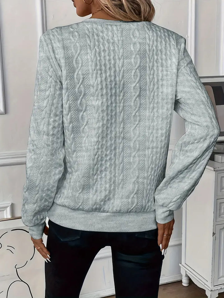 Women's Quarter-Zip Cable Knit Sweater - Relaxed Fit Long Sleeve Pullover