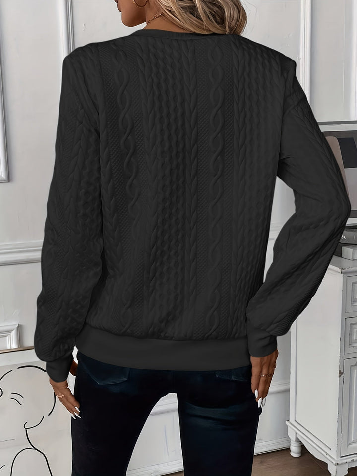 Women's Quarter-Zip Cable Knit Sweater - Relaxed Fit Long Sleeve Pullover