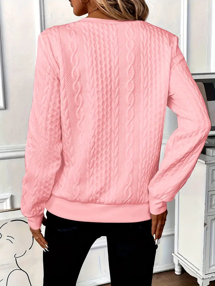 Women's Quarter-Zip Cable Knit Sweater - Relaxed Fit Long Sleeve Pullover