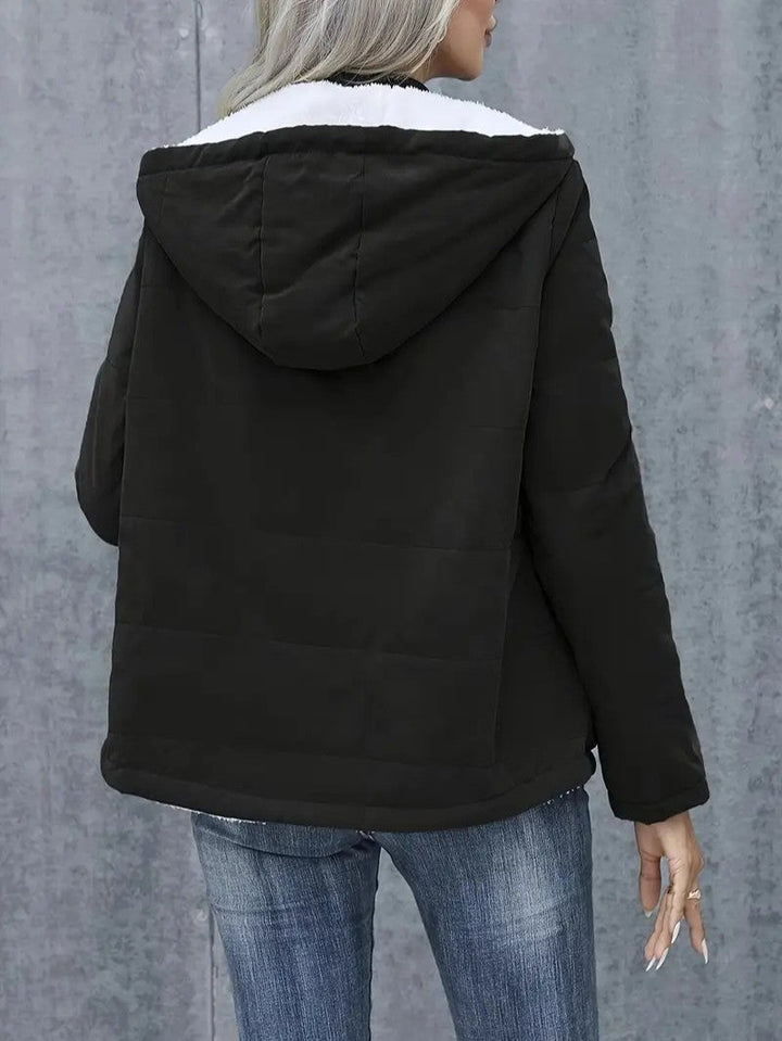 Women's Sherpa Lined Hooded Jacket - Zip-Up Fleece Outer Coat