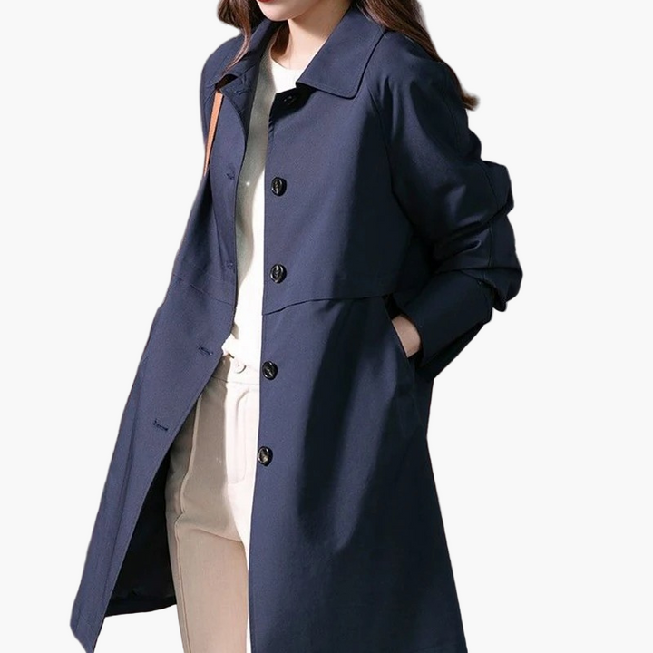 Women's Single-Breasted Trench Coat - Notch Collar
