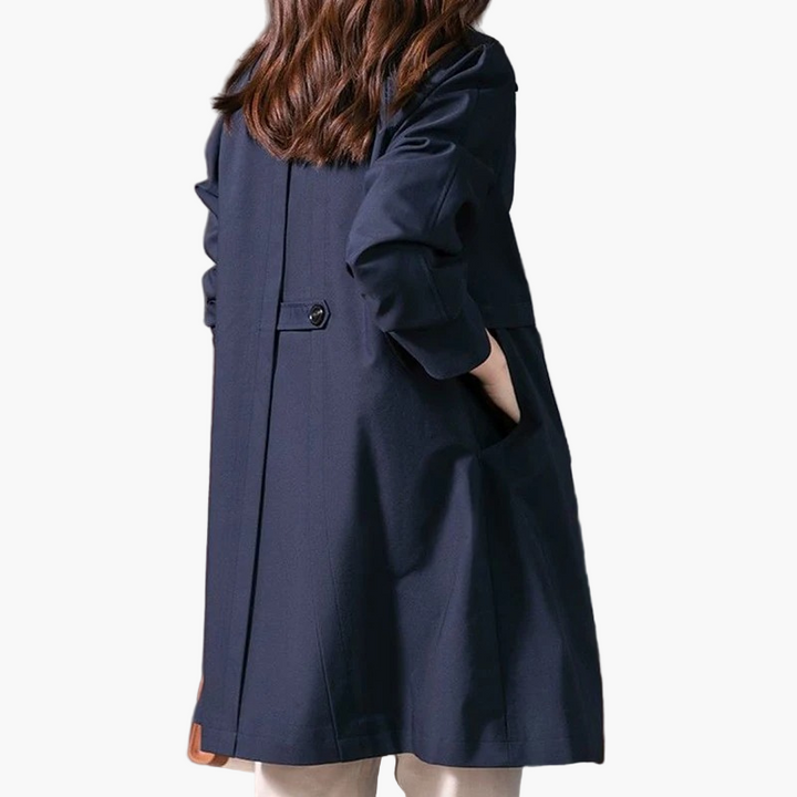 Women's Single-Breasted Trench Coat - Notch Collar