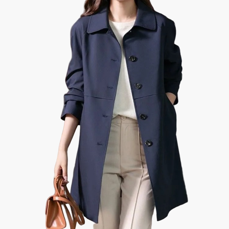 Women's Single-Breasted Trench Coat - Notch Collar