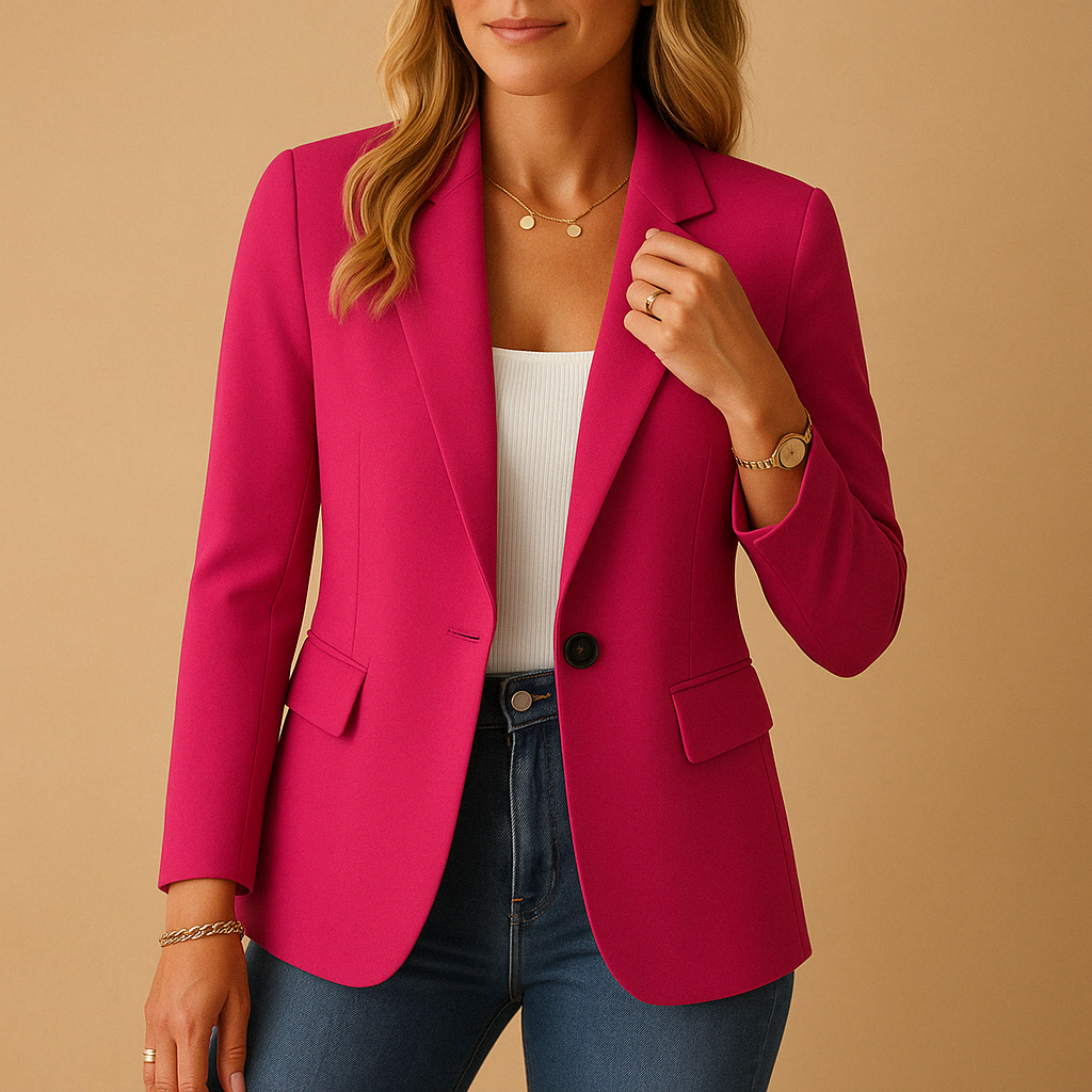 Women's Single-Button Blazer - Notched Lapel Long Sleeve