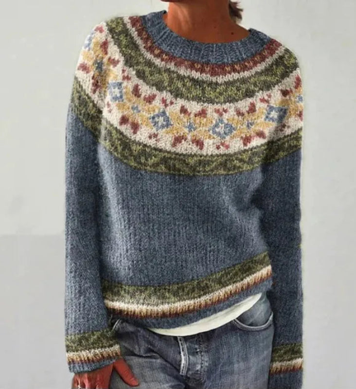 Women's Striped Knit Sweater - Boat Neck Long Sleeve