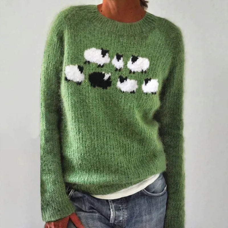 Women's Striped Knit Sweater - Boat Neck Long Sleeve