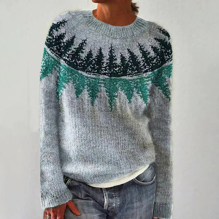 Women's Striped Knit Sweater - Boat Neck Long Sleeve