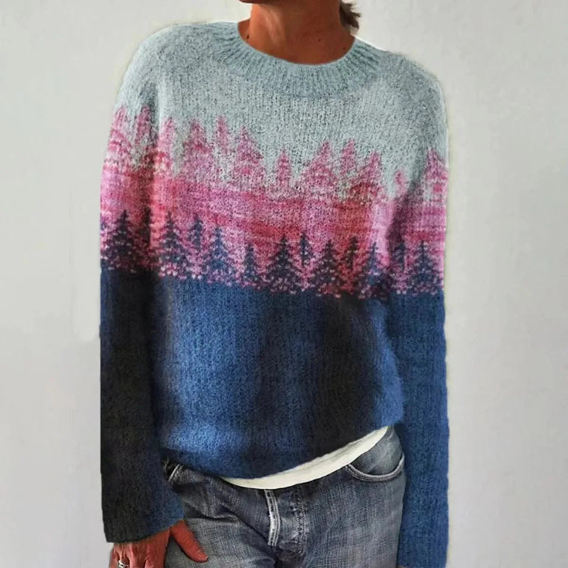 Women's Striped Knit Sweater - Boat Neck Long Sleeve