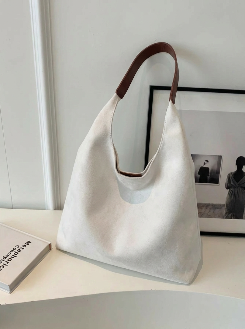 Women's Suede Shoulder Bag - Large Hobo Tote with Single Strap