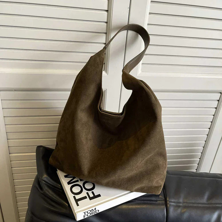 Women's Suede Shoulder Bag - Large Hobo Tote with Single Strap