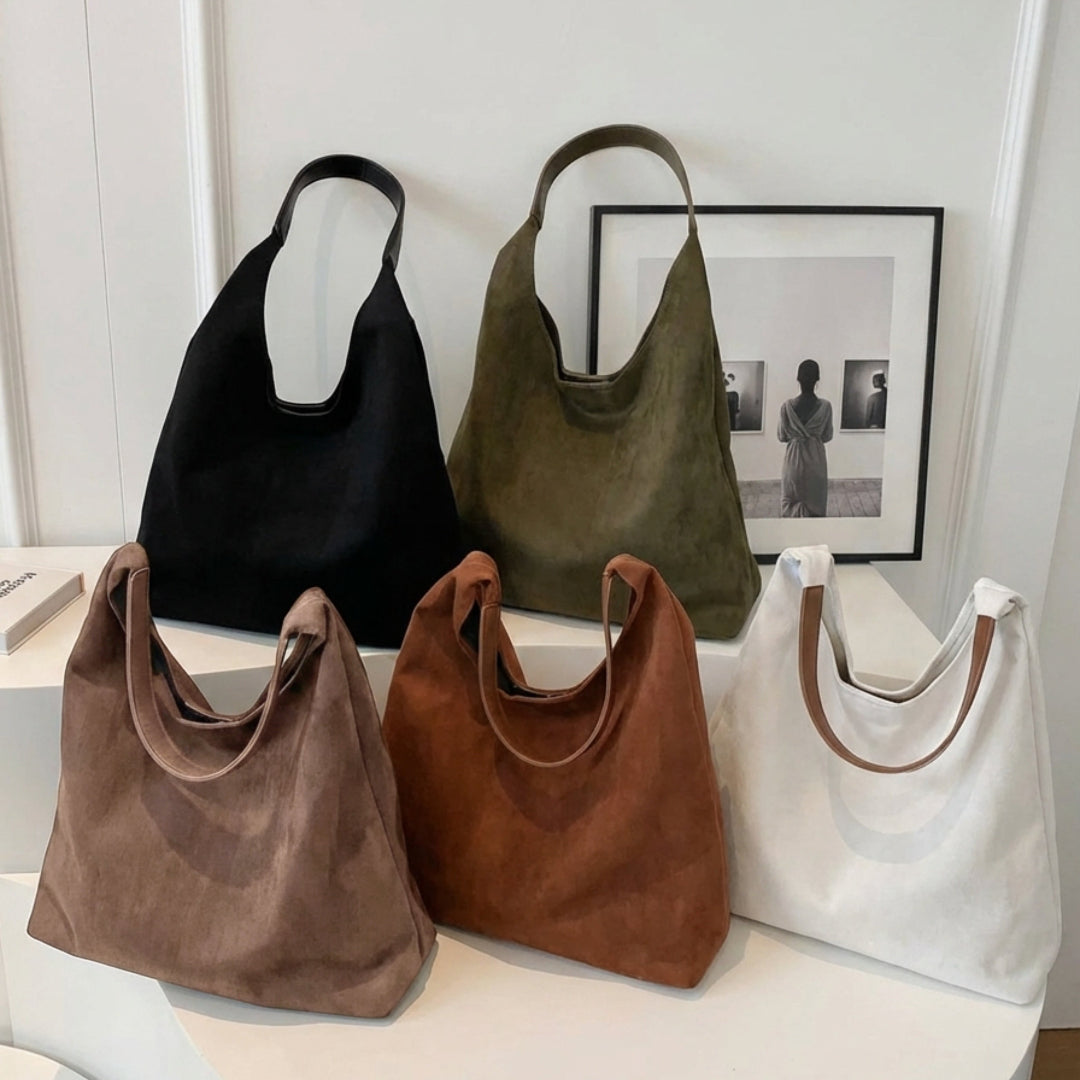 Women's Suede Shoulder Bag - Large Hobo Tote with Single Strap