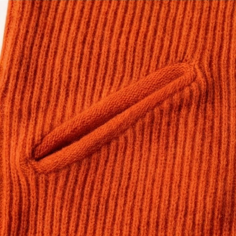 Women's Turtleneck Knit Midi Dress - Drop Shoulder Ribbed Hem