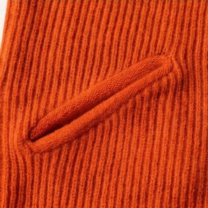 Women's Turtleneck Knit Midi Dress - Drop Shoulder Ribbed Hem
