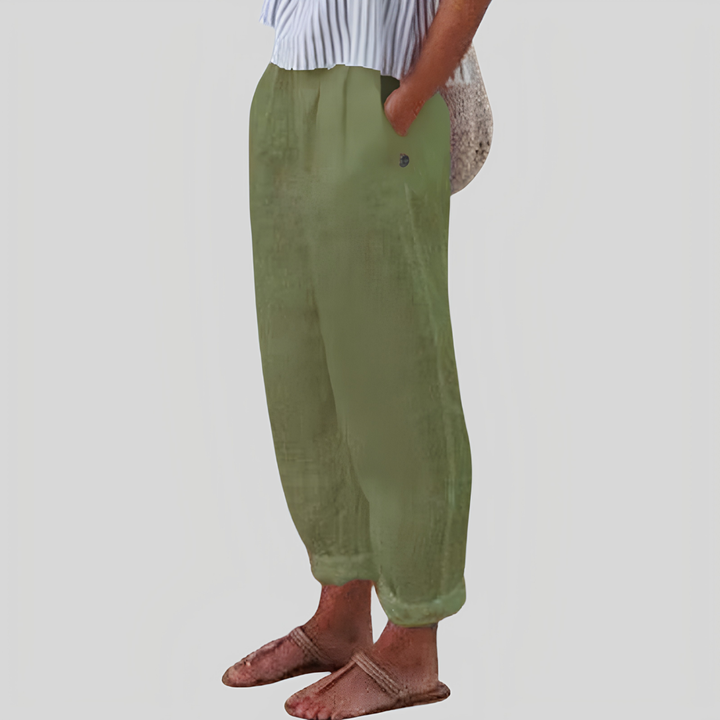 Women's Wide Leg Cropped Trousers With Side Pockets