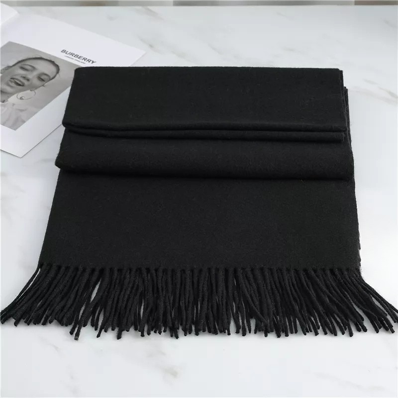 Women's Wool-Blend Fringe Scarf - Long Plain Woven Wrap